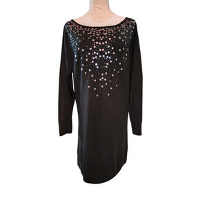 Elementz Black Holiday Sweater Dress Sequin Embellished Long Sleeve Women's XL